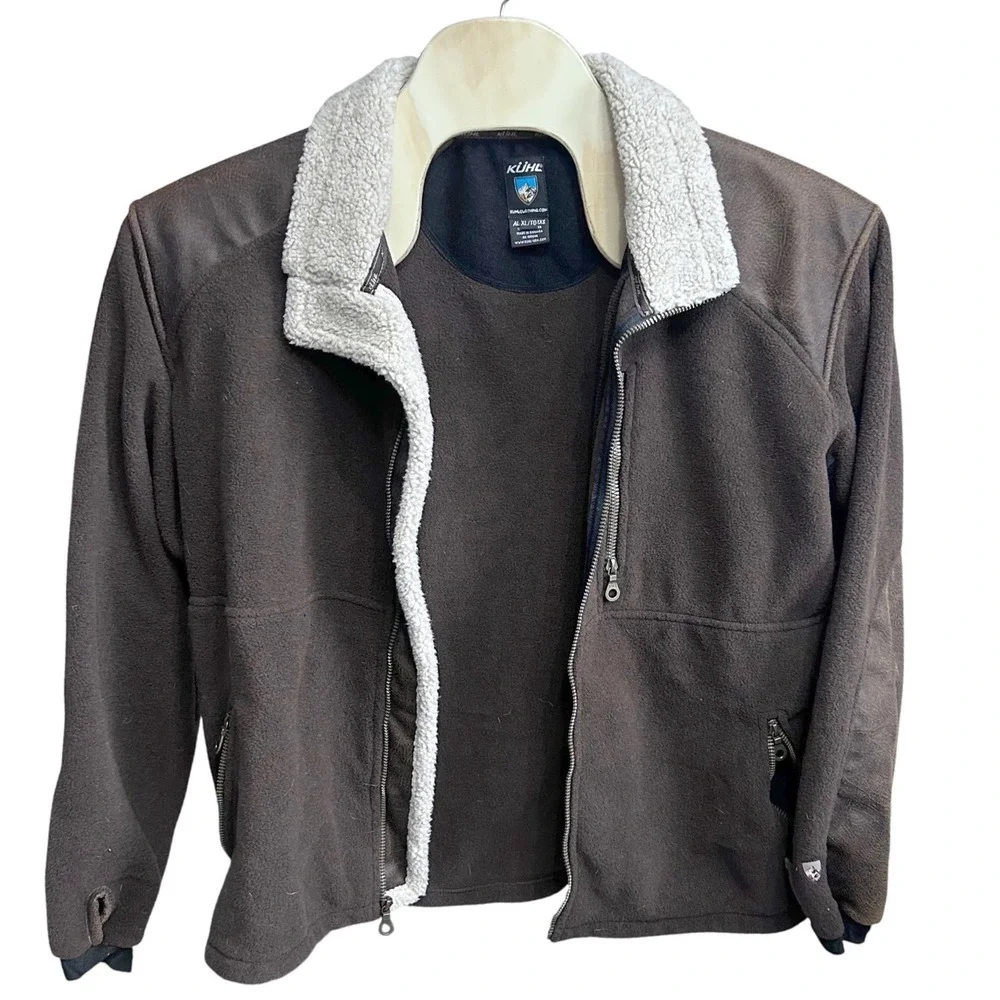 Kuhl Mens Brown Fleece Sherpa Lined‎ Full Zip Jacket Sz. XL Alpenwurxs